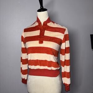 Vintage 70s Sweater Virginia Slim’s Collection Women's Small Stripe Pullover Red